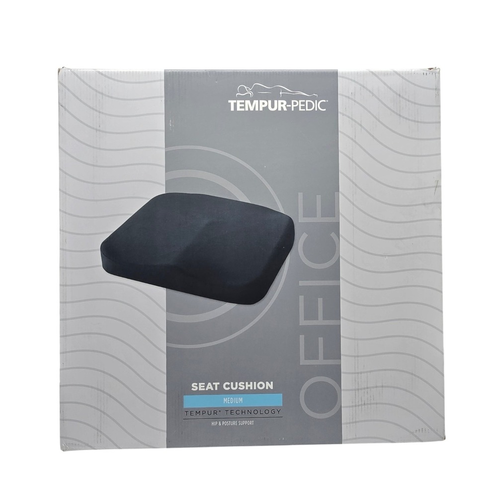 Tempur-Pedic Memory Foam Seat Cushion Medium Dark Navy Blue Washable Cover USA